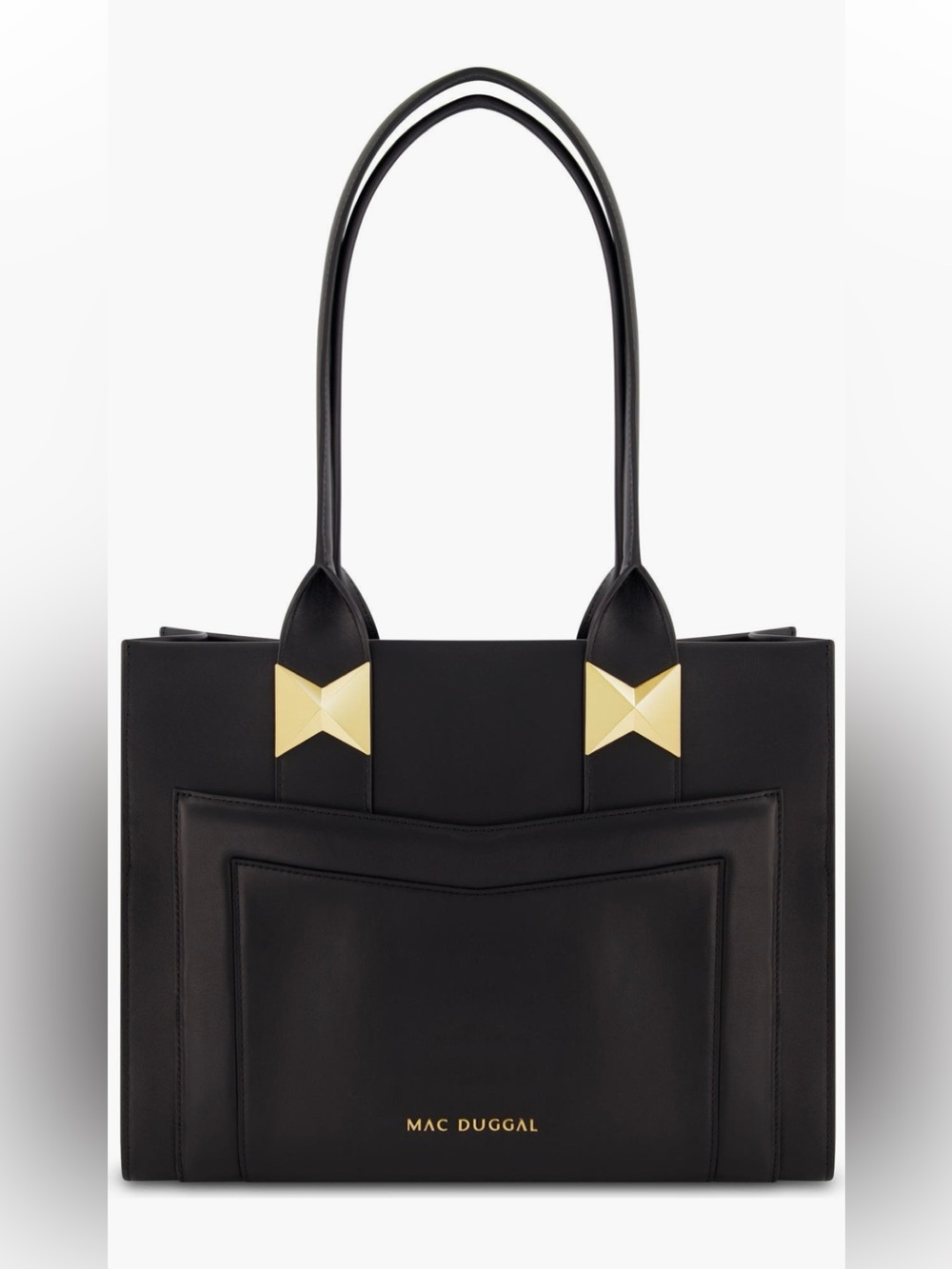 Mac Duggal Black Tote with Gold Accents